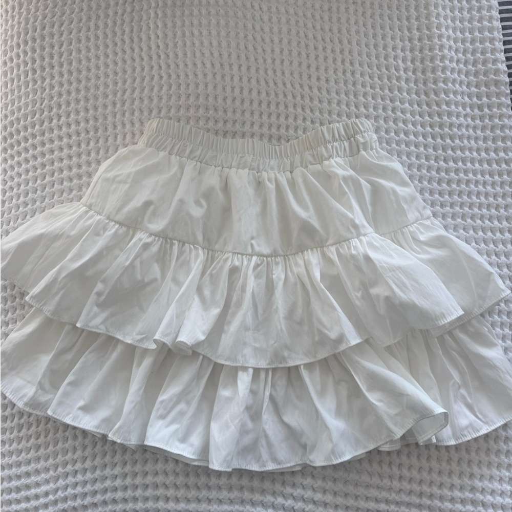 White Tiered Ruffle Skirt - Women's Lightweight Summer Skirt